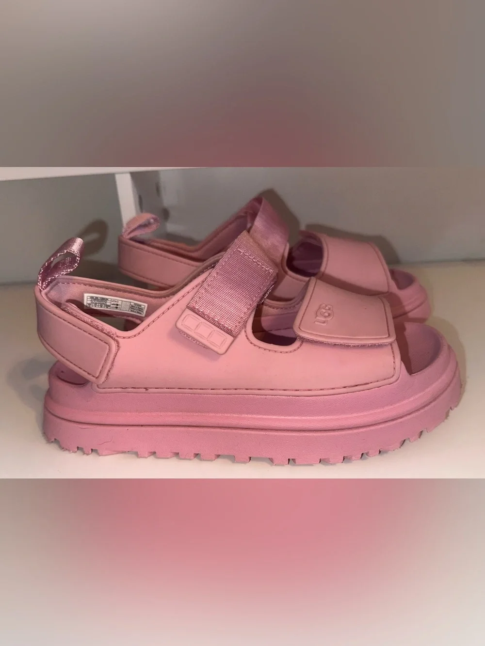 UGG Girls Pink Platform Water Friendly Sandal with Adjustable Strap